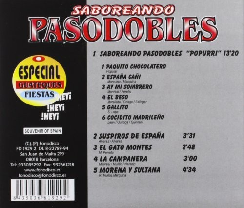 SABOREANDO PASODOBLES Paquito Chocolatero (Cd)