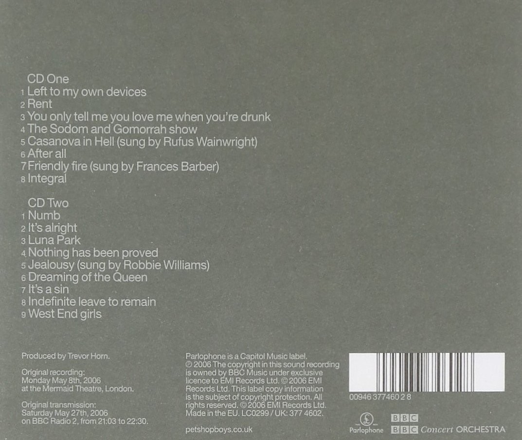PET SHOP BOYS - CONCRETE IN CONCERT AT THE MERMAID (2cd) THEATRE FOR RADIO 2 WITH THE BBC CONCERT ORCHESTRA