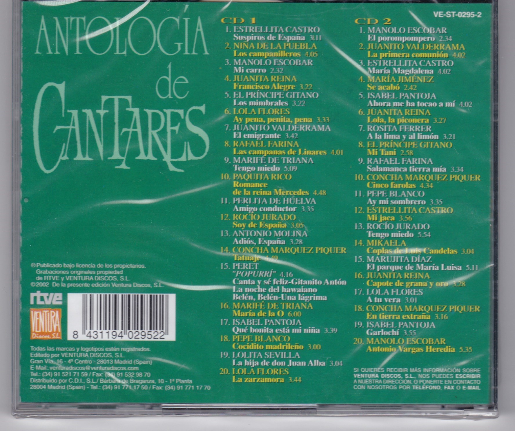 ANTOLOGIA DE CANTARES - VARIOS  (2Cd)