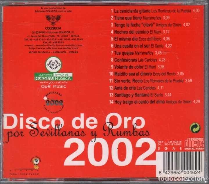 DISCO DE ORO POR SEVILLANAS Y RUMBAS 2002 - VARIOS  (Cd)