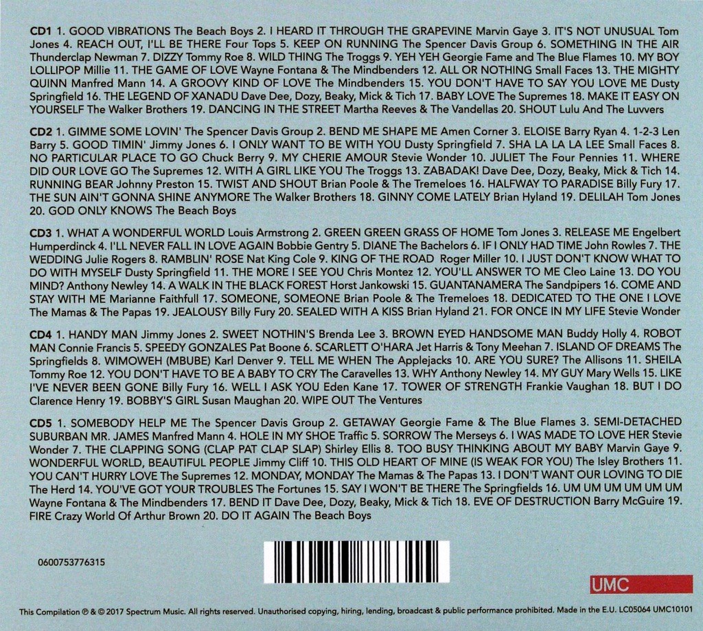 101 60S HITS -  VARIOS  (5Cd)