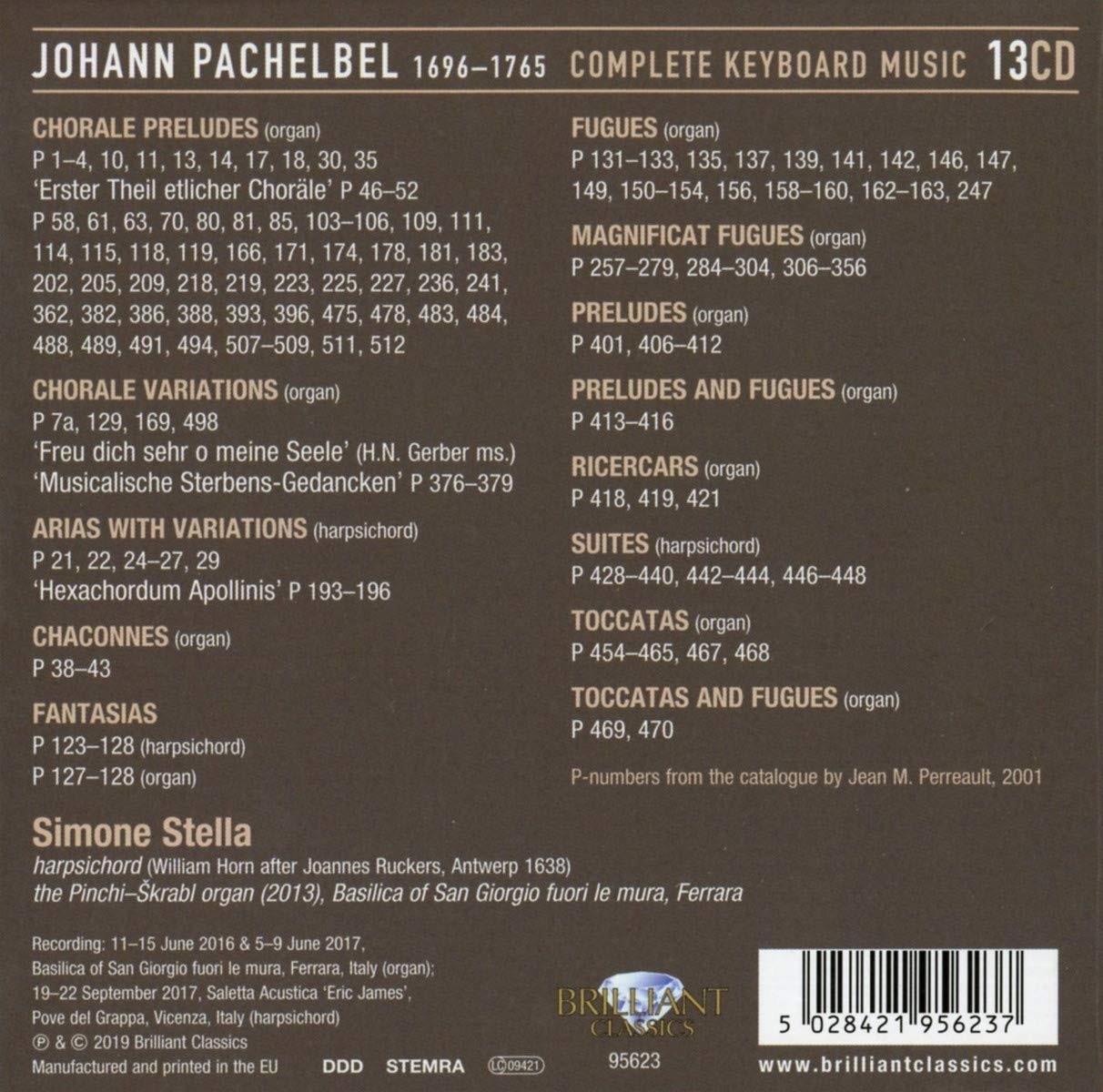 Simone Stella harpsichord, organ - Pachelbel: Complete Keyboard Music  (13Cd)