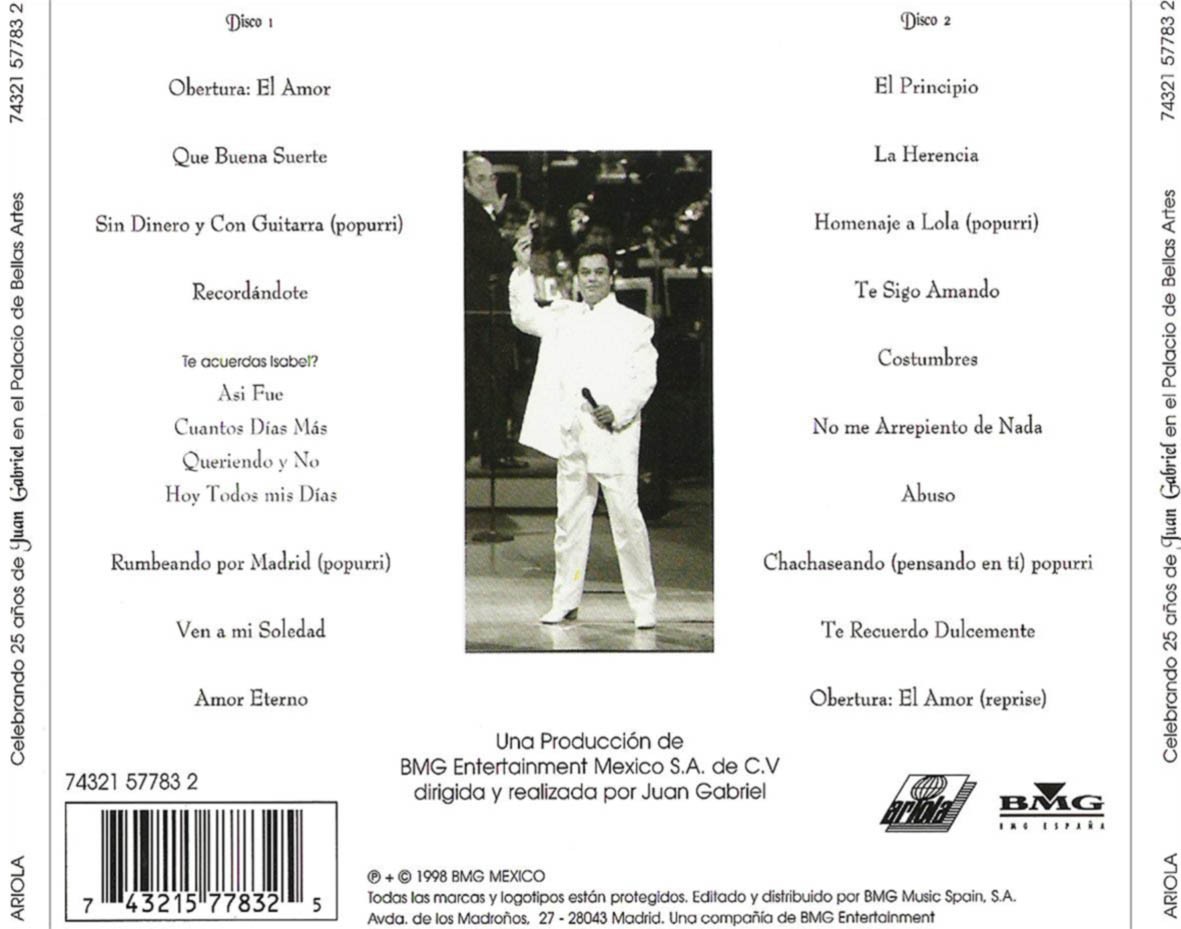 JUAN GABRIEL - 25 AÑOS (Concierto en el Palacio de Bellas Artes)  (2Cd)