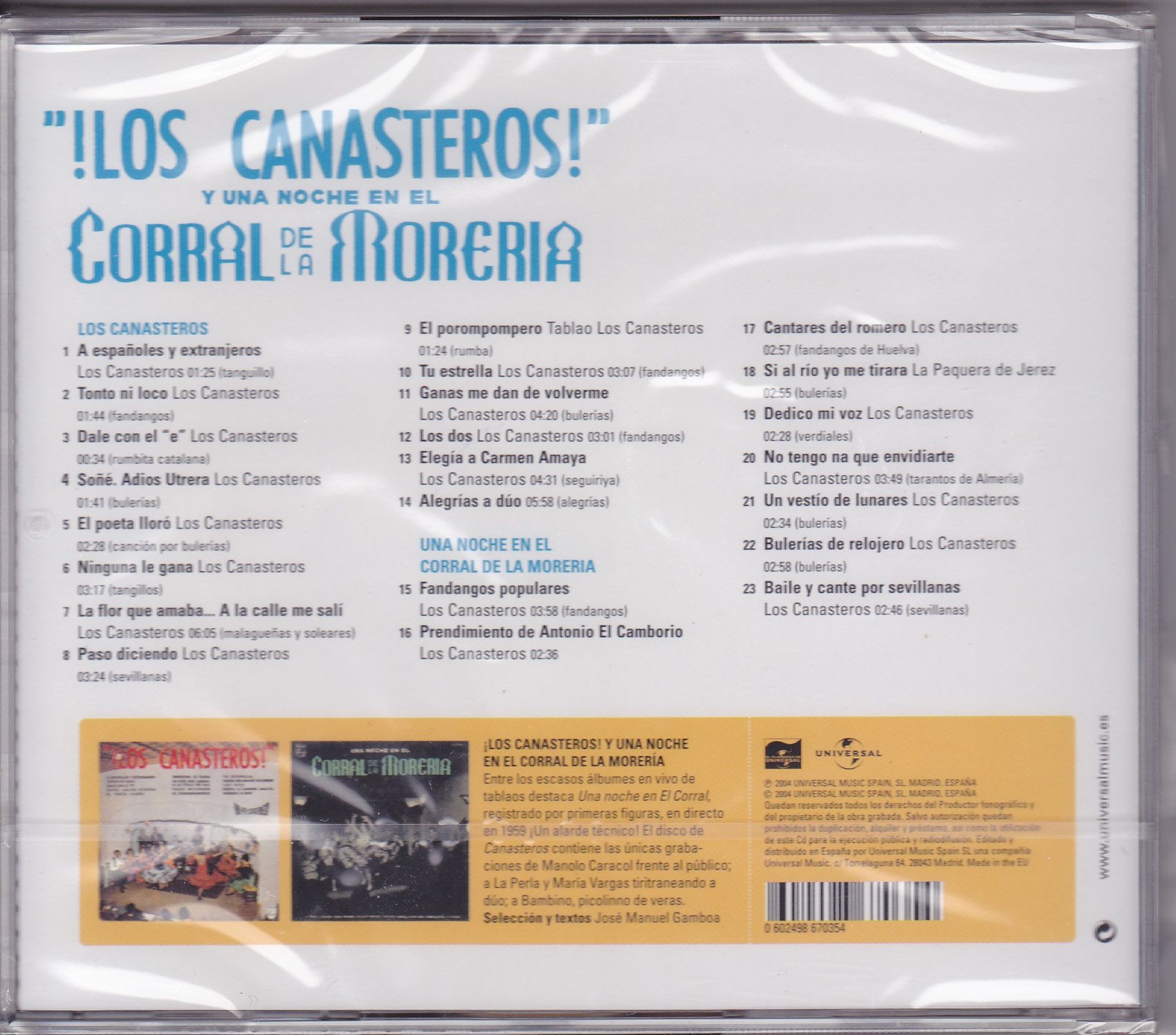 LOS CANASTEROS Y UNA NOCHE EN EL CORRAL DE LA MORERIA  (Cd)