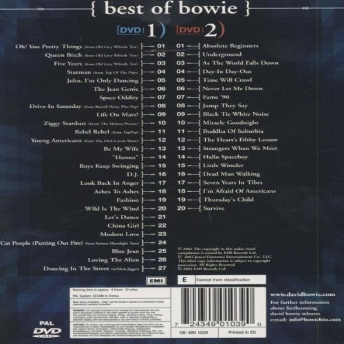 DAVID BOWIE - BEST OF BOWIE  (2dvd)