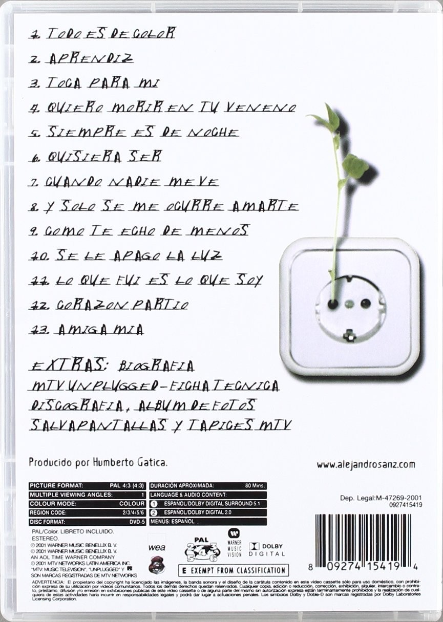 ALEJANDRO SANZ - UNPLUGGED DVD