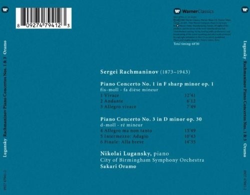 RACHMANINOV - CONCIERTOS PARA PIANO 1-3 LUGANSKY  (Cd)