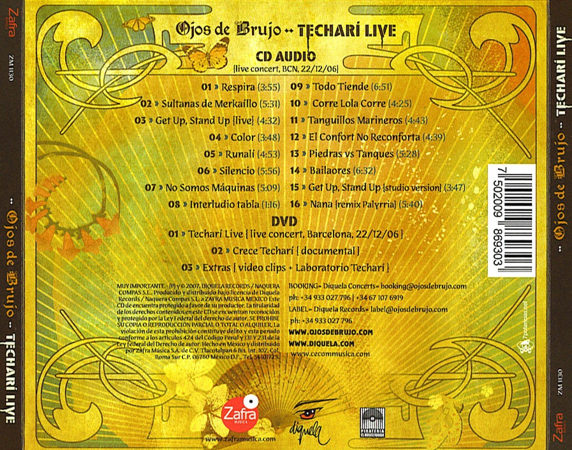 OJOS DE BRUJO - TECHARÍ LIVE (CD+BONUS DVD