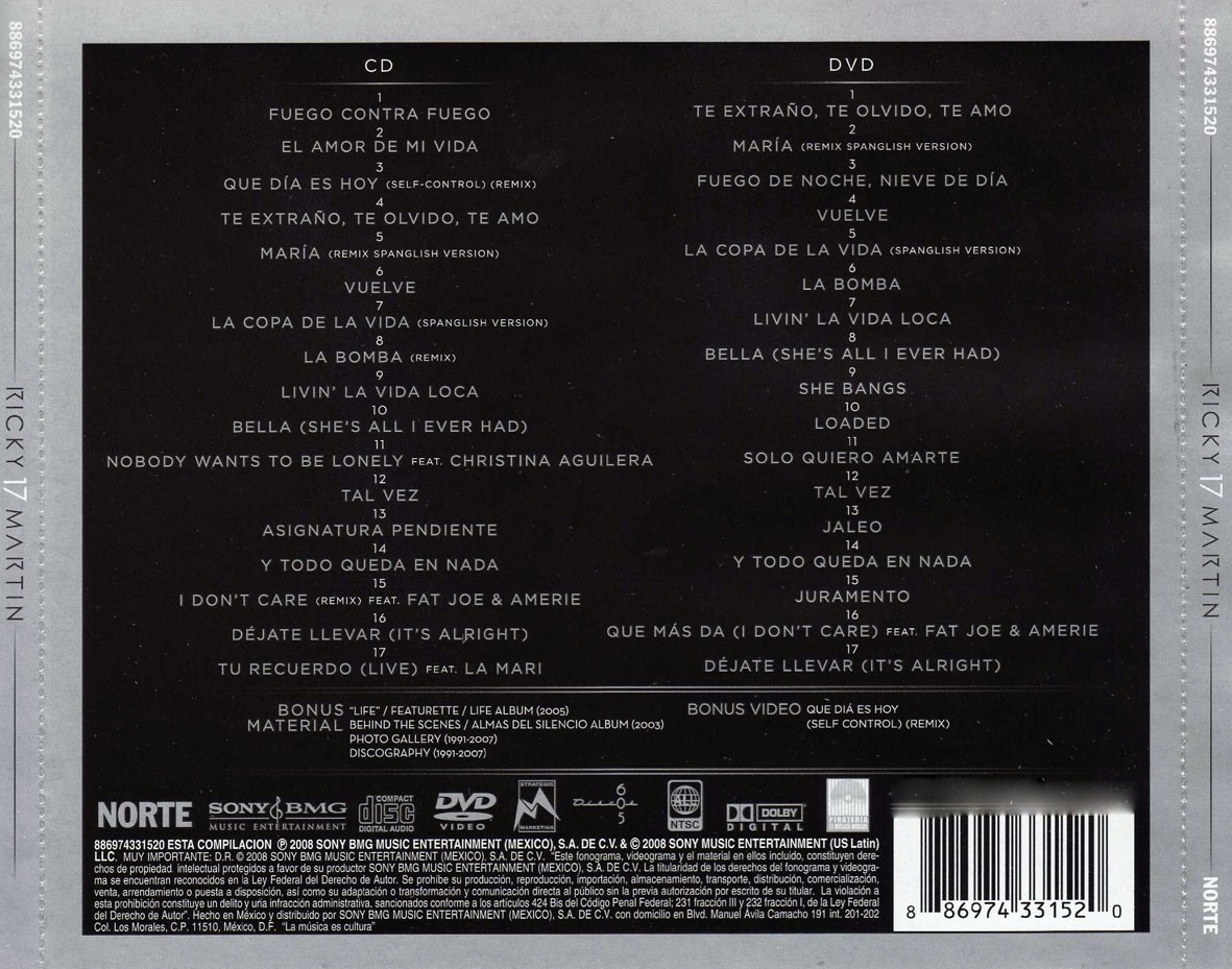 RICKY MARTIN - 17  (Cd+Dvd)