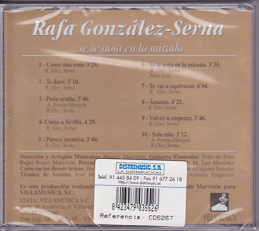 RAFA GONZALEZ-SERNA - SE TE NOTA EN LA MIRADA  (Cd)