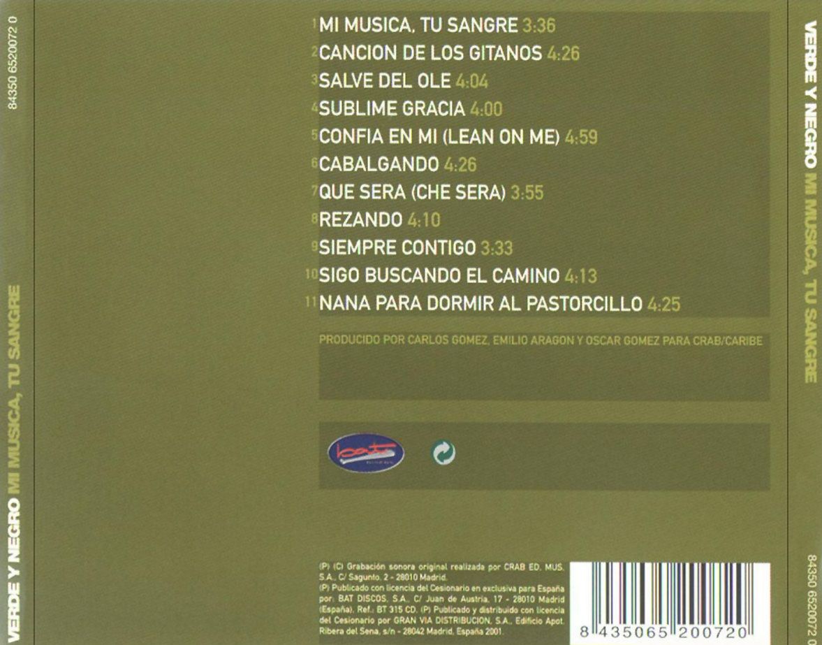 VERDE Y NEGRO MI MUSICA, TU SANGRE - VARIOS  (Cd)