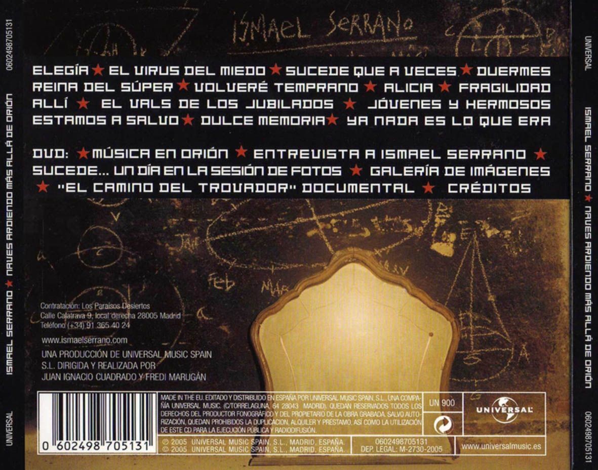 ISMAEL SERRANO - NAVES ARDIENDO MAS ALLA DE ORION  (ED.Limitada)  (Cd+dvd)