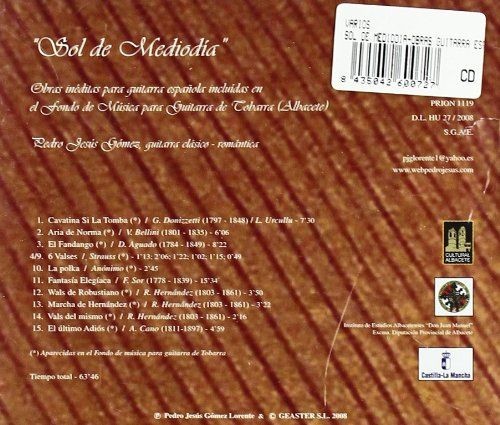 SOL DE MEDIODIA Obras Guitarra Española  (Cd)