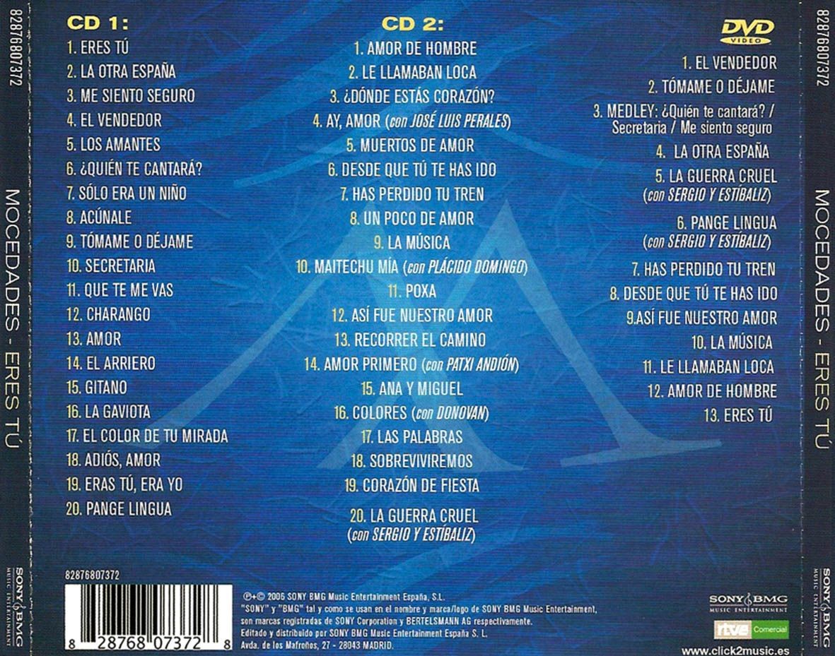 MOCEDADES - ERES TU -TODOS LOS GRANDES EXITOS  (2cd+dvd)