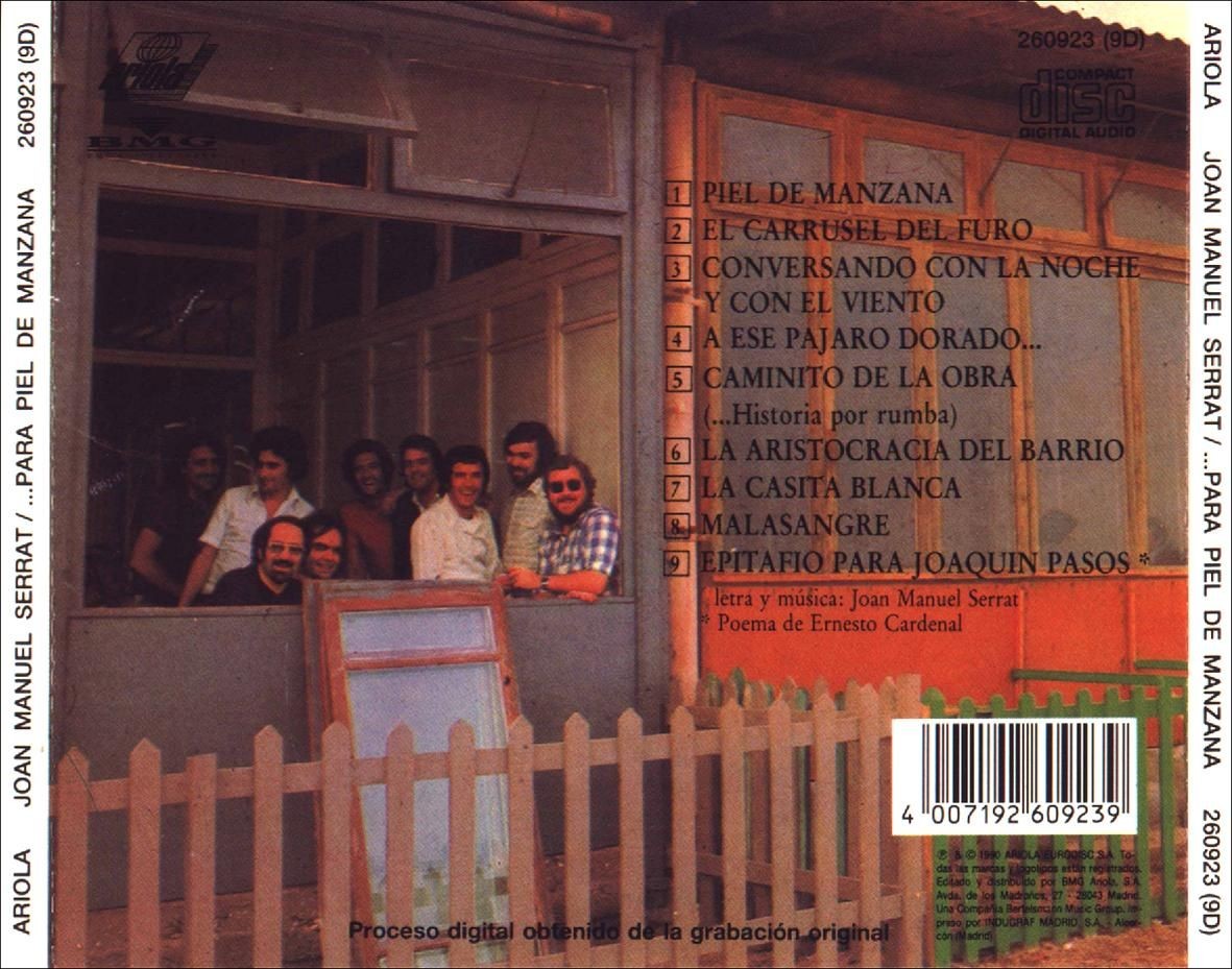 JOAN MANUEL SERRAT - PARA PIEL DE MANZANZA  (Cd)