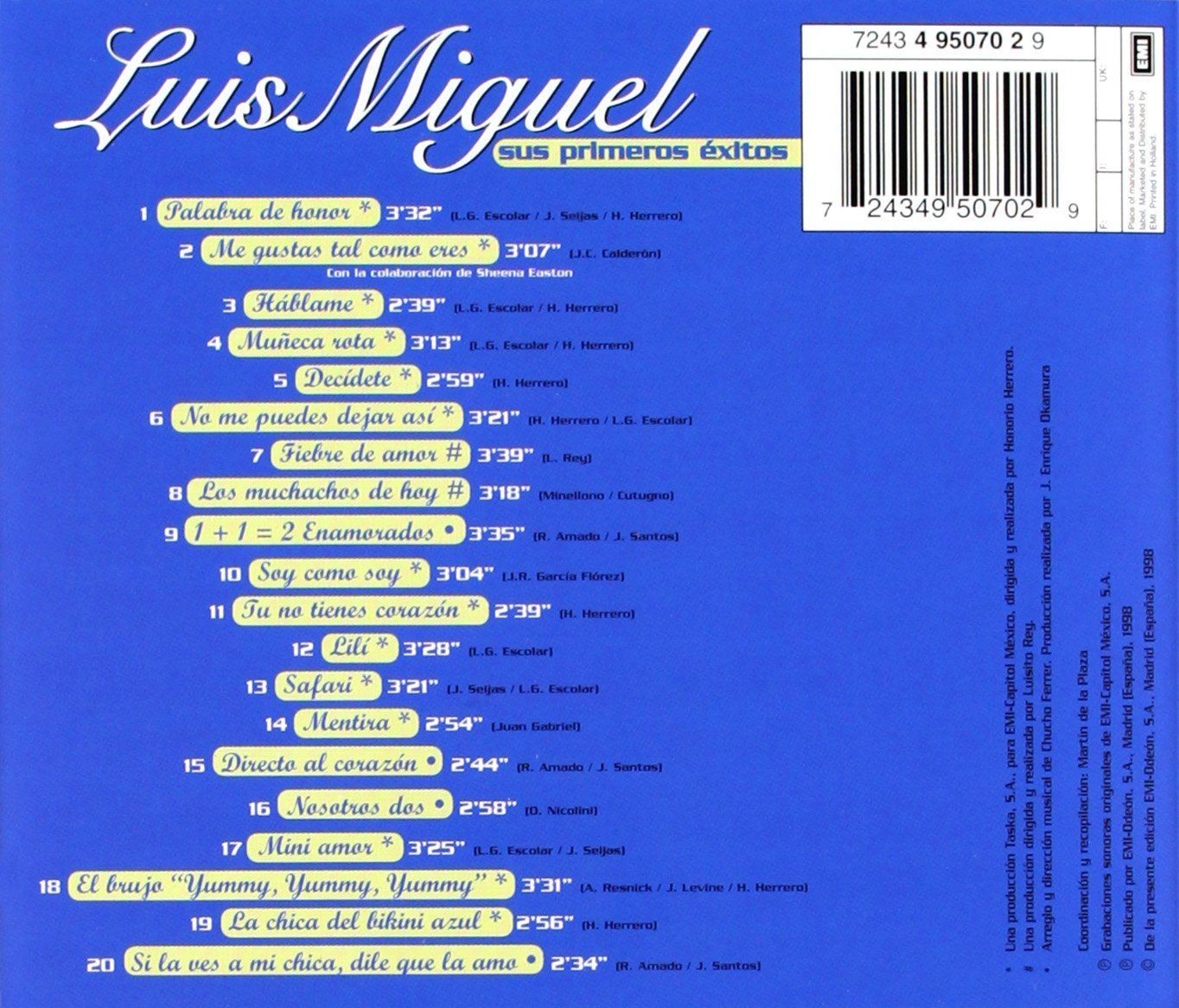 LUIS MIGUEL - SUS PRIMEROS EXITOS  (Cd)