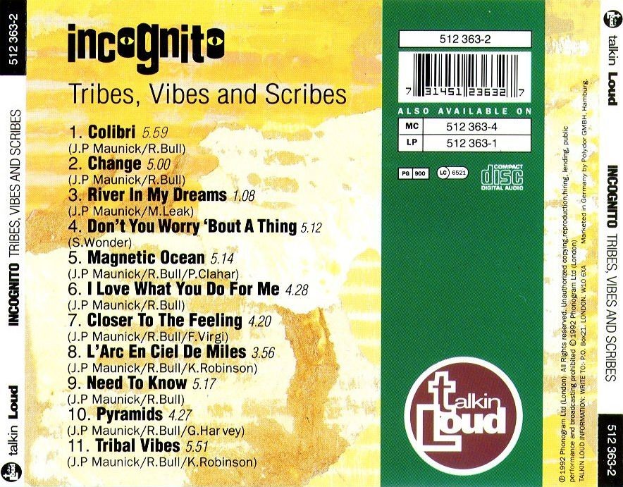 INCOGNITO - TRIBES,VIBES AND SCRIBES  (Cd)