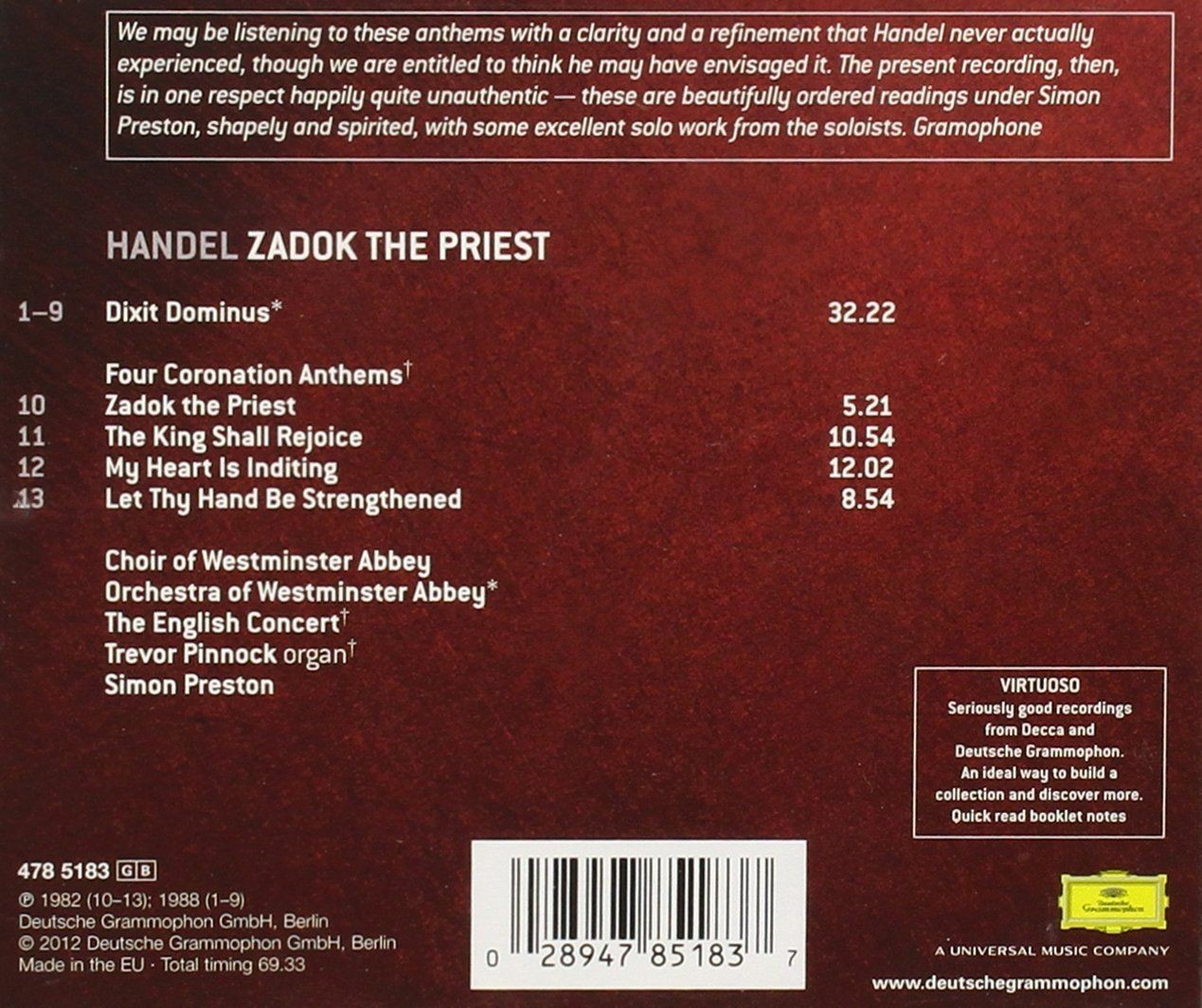Händel - 4 Himnos De Coronación  Simon Preston  (Cd)
