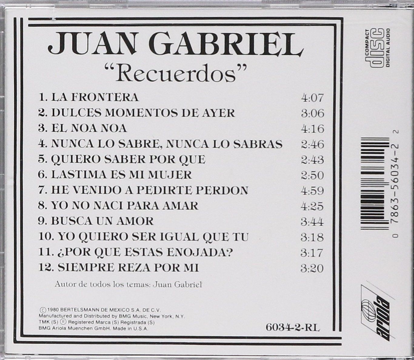 JUAN GABRIEL - RECUERDOS  (Cd)