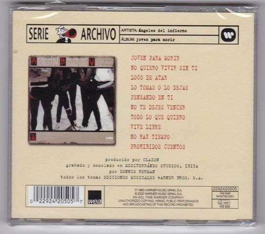 ANGELES DEL INFIERNO - JOVEN PARA MORIR  (Cd)