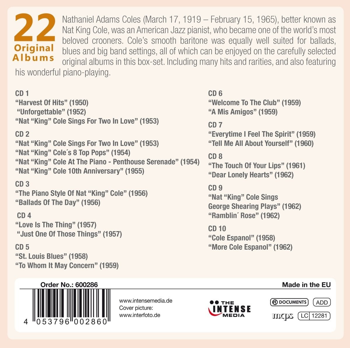NAT KING COLE - MILESTONES OF A LEGEND  (PACK 10CD)
