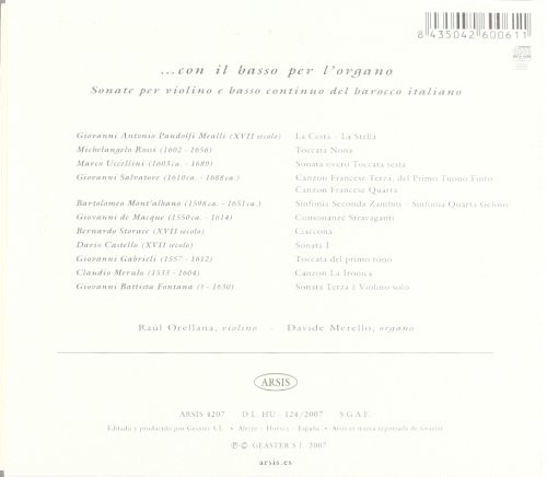 ...Con il basso per l'organo Sonatas para violín y bajo continuo del Barroco Italiano  (Cd)