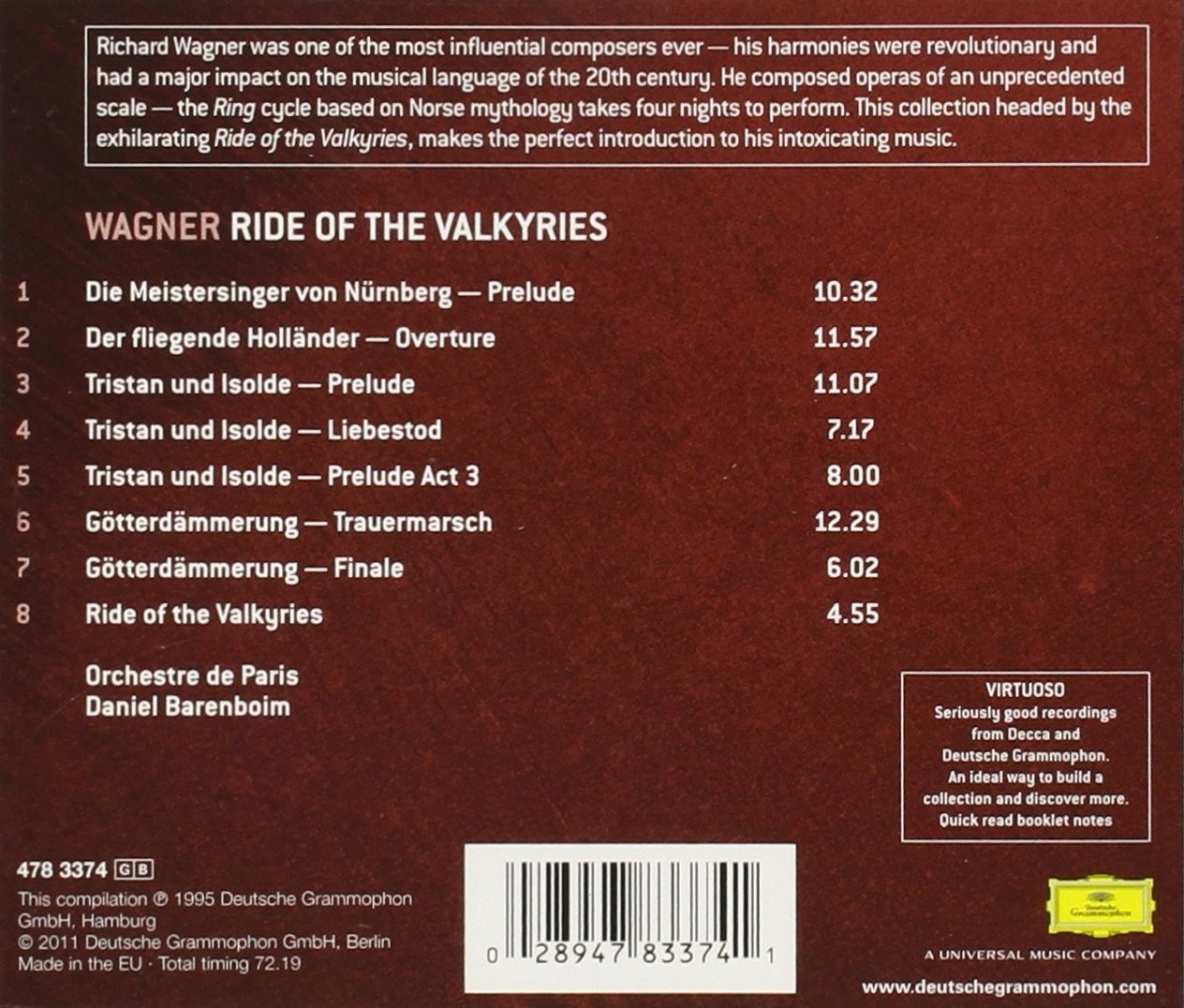 Wagner: Ride Of The Valkyries Orchestre De Paris  (Cd)