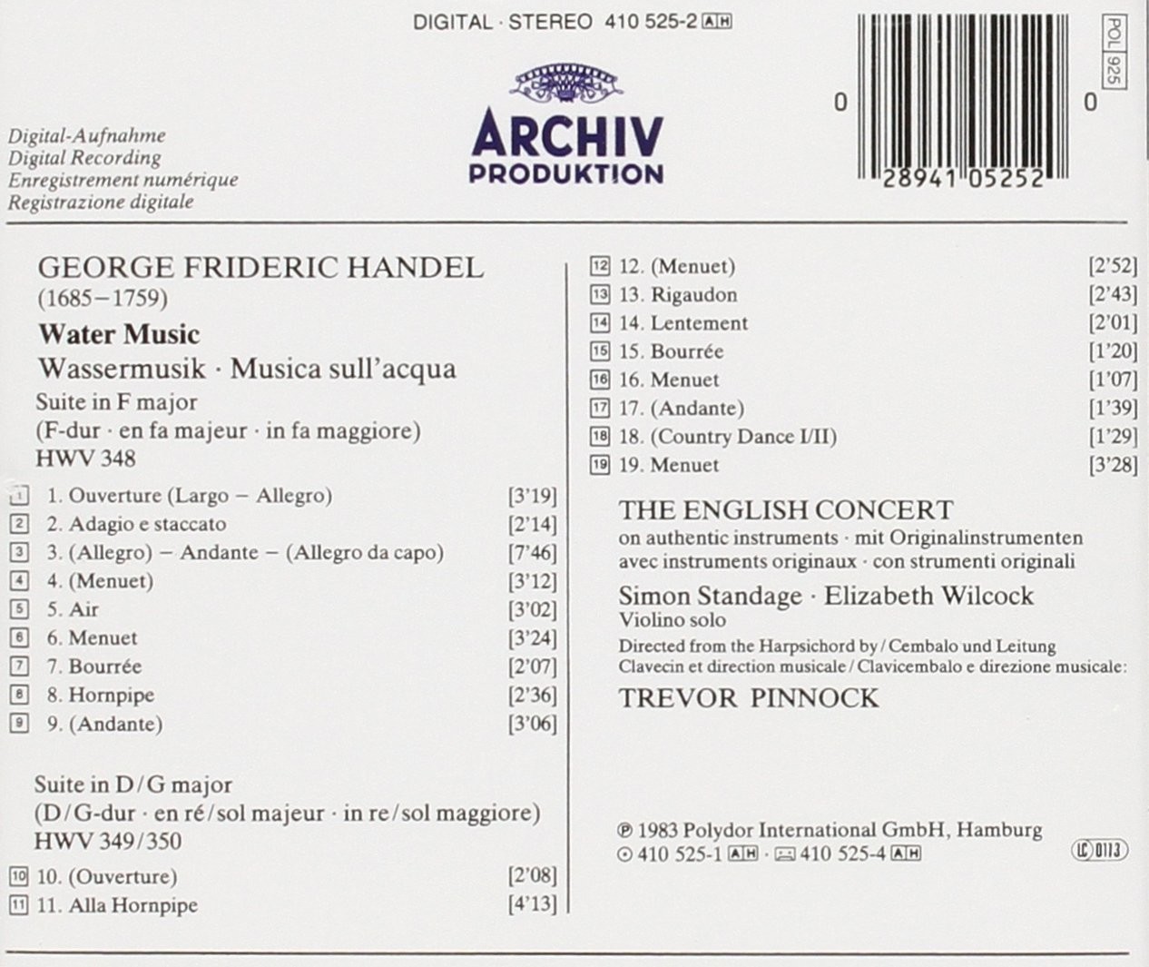 HAENDEL - WATERMUSIC  (Cd)