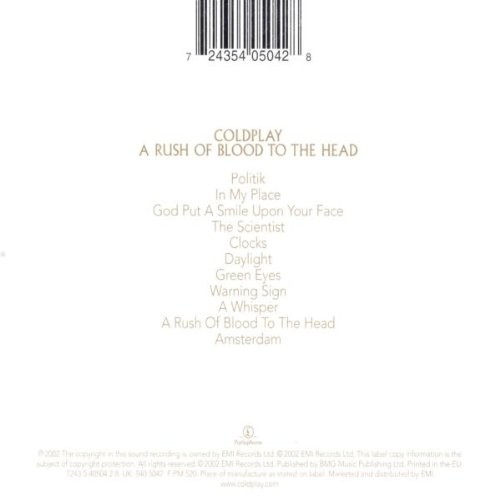COLDPLAY - A RUSH OF BLOOD TO THE HEAD  (Cd)