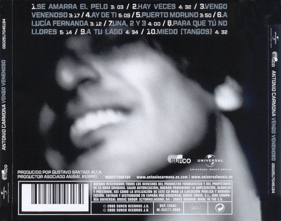 ANTONIO CARMONA - VENGO VENENOSO  (Cd)