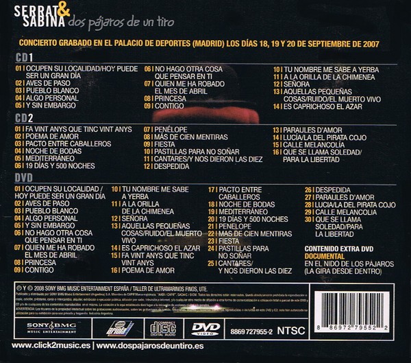 SERRAT & SABINA - DOS PAJAROS DE UN TIRO (BOX)  (2Cd+Dvd)