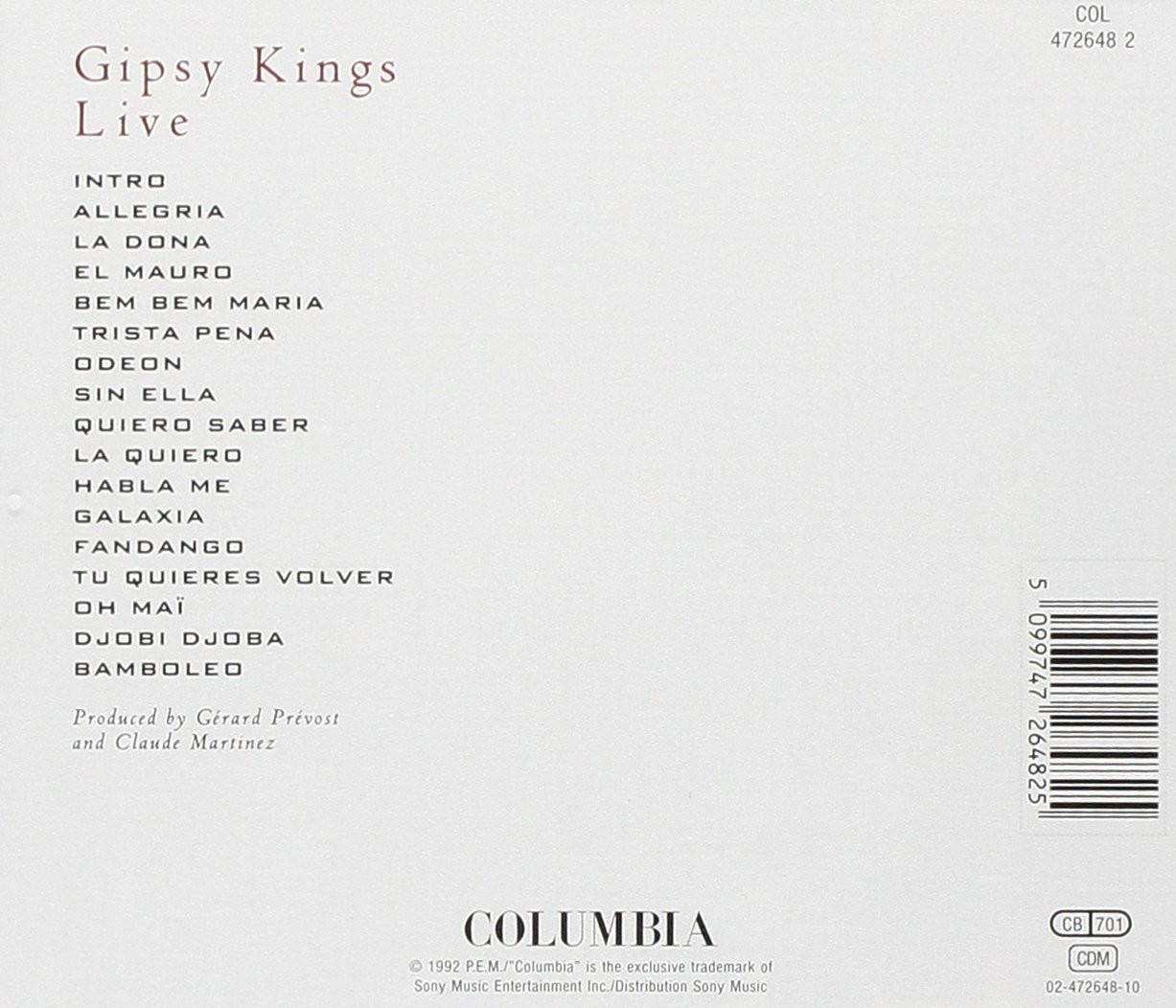 GIPSY KINGS - LIVE  (Cd)