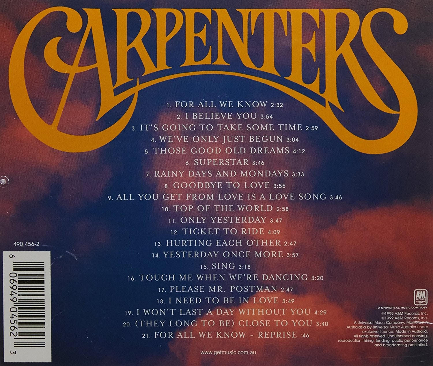 CARPENTERS - SINGLES 1969-1981  (Cd)