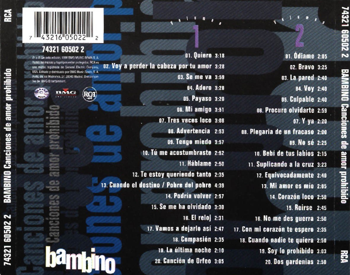 BAMBINO - CANCIONES DE AMOR PROHIBIDO(EXITOS)  (2cd)