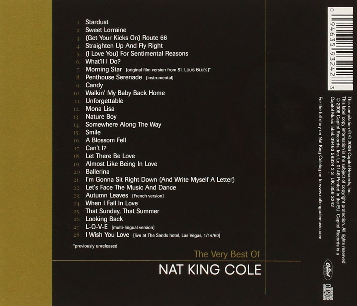 NAT KING COLE - THE VERY BEST OF NAT KING  (Cd)