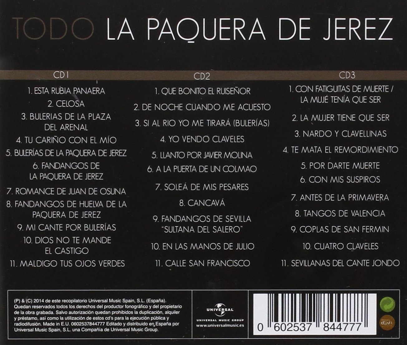 LA PAQUERA DE JEREZ - TODO LA PAQUERA  (3Cd)