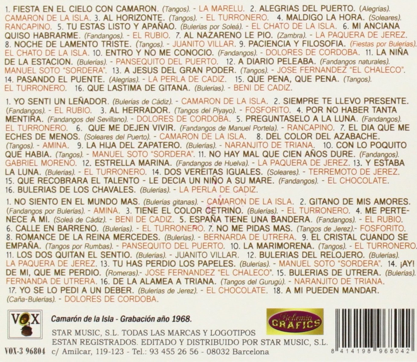 FIESTA GITANA CON CAMARON Y SUS AMIGOS - VARIOS  (3Cd)