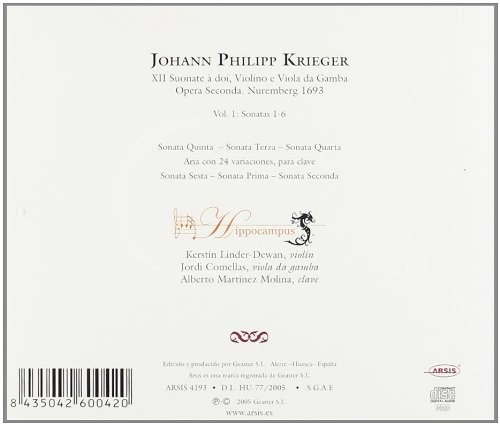 Johann Phillipp Krieger - Sonatas 1-6 Vol.1  (Cd)