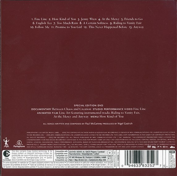 PAUL MCCARTNEY - Chaos And Creation In The Backyard   (CD+ DVD)