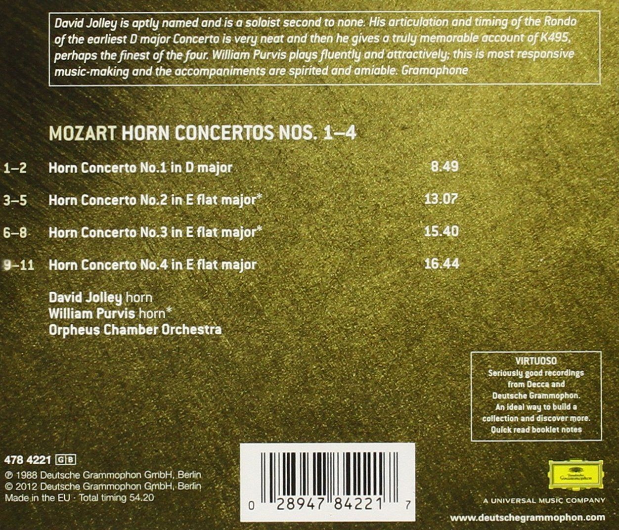 Mozart - Conciertos Para Trompra Nº 1 - 4 David Jolley - William Purvis  (Cd)